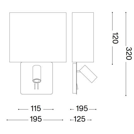 Ideal Lux - Csere lámpabúra fali lámpához GEA fekete