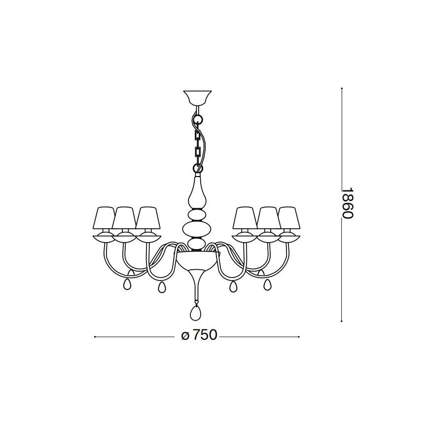 Ideal Lux - Csillár láncon BLANCHE 6xE14/4W/230V átm. 75 cm fekete