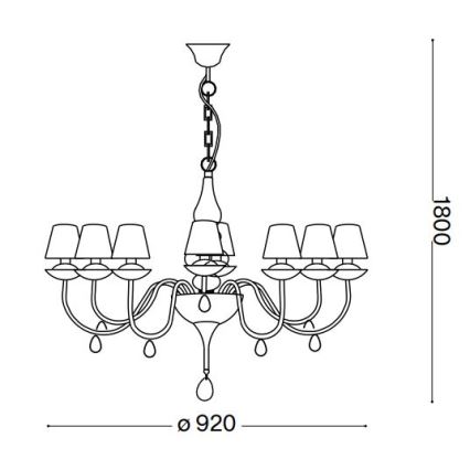 Ideal Lux - Csillár láncon BLANCHE 8xE14/40W/230V átm. 92 cm fekete