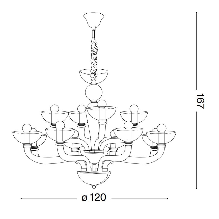 Ideal Lux - Csillár láncon CASANOVA 16xE14/40W/230V átm. 120 cm szürke