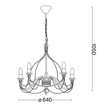 Ideal Lux - Csillár láncon CORTE 5xE14/40W/230V átm. 54 cm réz