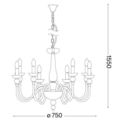 Ideal Lux - Csillár láncon DOGE 9xE14/40W/230V átm. 75 cm fényezett króm