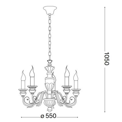 Ideal Lux - Csillár láncon FIRENZE 5xE14/40W/230V átm. 55 cm fehér/arany