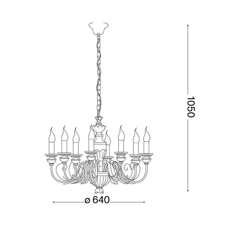 Ideal Lux - Csillár láncon FIRENZE 8xE14/40W/230V átm. 64 cm fehér/arany