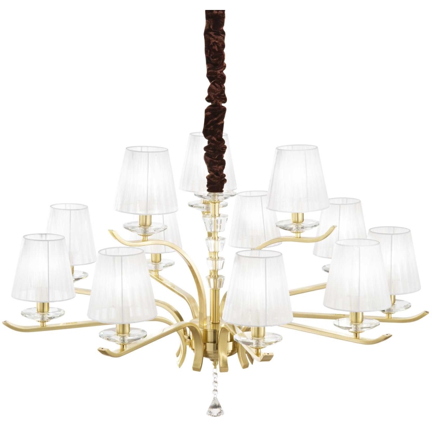 Ideal Lux - Kristály csillár láncon PEGASO 12xE14/28W/230V átm. 102 cm arany
