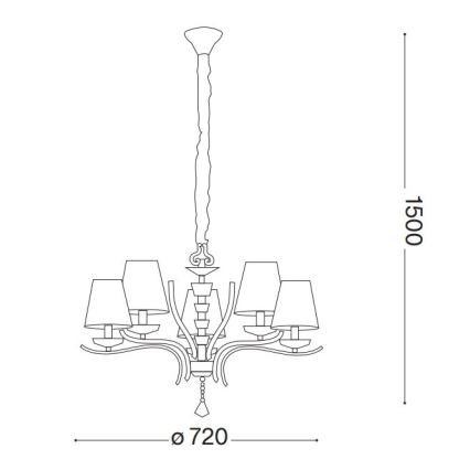 Ideal Lux - Kristály csillár láncon PEGASO 5xE14/28W/230V átm. 72 cm arany