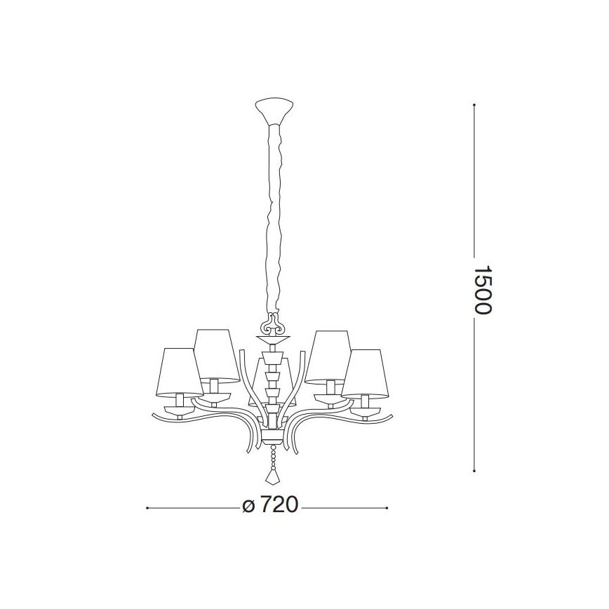 Ideal Lux - Kristály csillár láncon PEGASO 5xE14/28W/230V átm. 72 cm fényezett króm