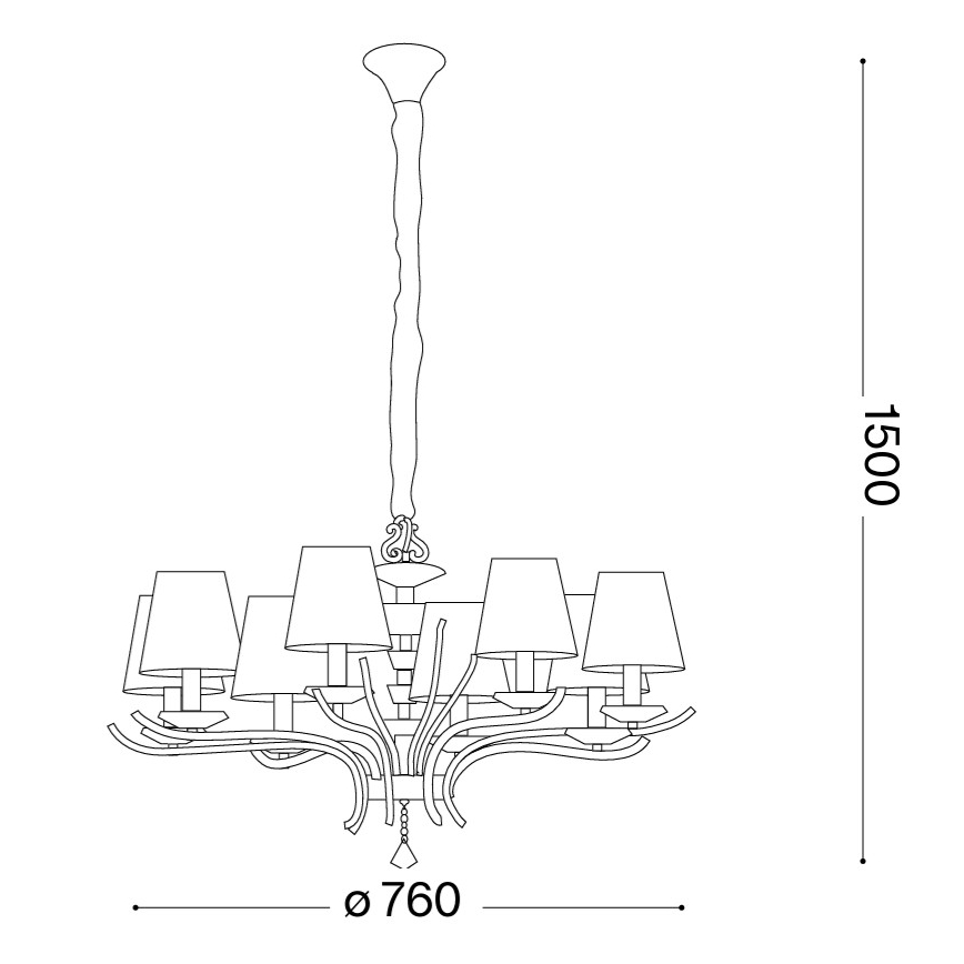 Ideal Lux - Kristály csillár láncon PEGASO 8xE14/28W/230V átm. 76 cm fényezett króm