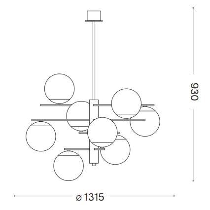 Ideal Lux - Csillár rúdon GOURMET 9xE14/28W/230V átm. 131,5 cm arany
