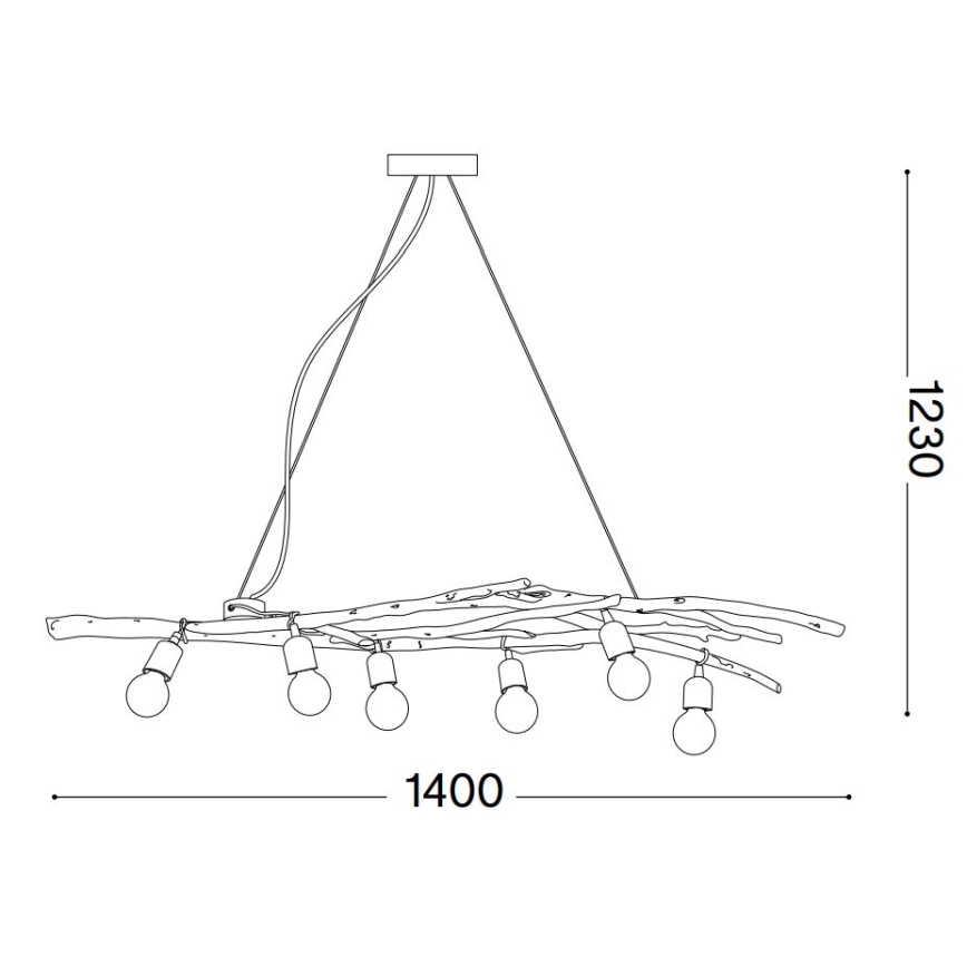 Ideal Lux - Csillár zsinóron DRIFTWOOD 6xE27/60W/230V gujávafa