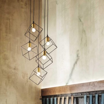 Ideal Lux - Csillár zsinóron ICE 5xE27/60W/230V átm. 50 cm fekete