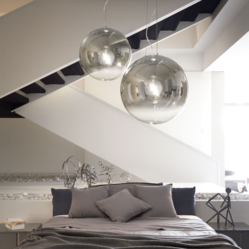 Ideal Lux - Csillár zsinóron MAPA 1xE27/42W/230V átm. 50 cm szürke/füstös