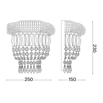 Ideal Lux - Fali kristály lámpa DUBAI 2xE14/28W/230V arany
