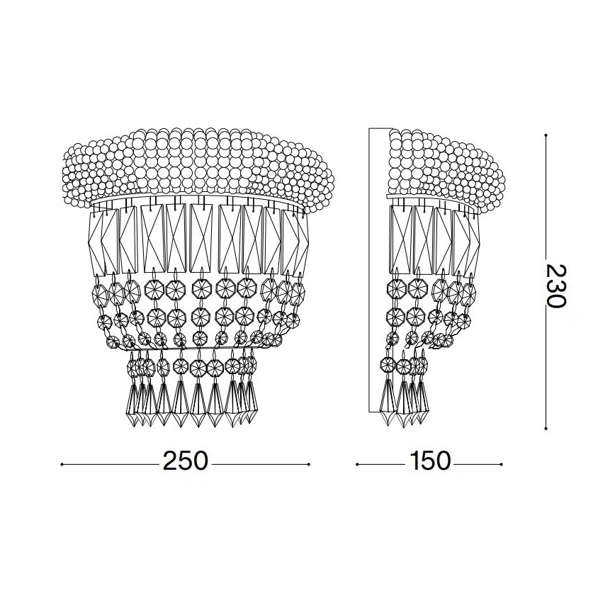 Ideal Lux - Fali kristály lámpa DUBAI 2xE14/28W/230V fényezett króm