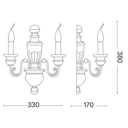 Ideal Lux - Fali lámpa FIRENZE 2xE14/40W/230V arany