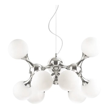 Ideal Lux - Kábelcsillár NODI 9xE14/28W/230V átm. 80 cm fényes króm/fehér