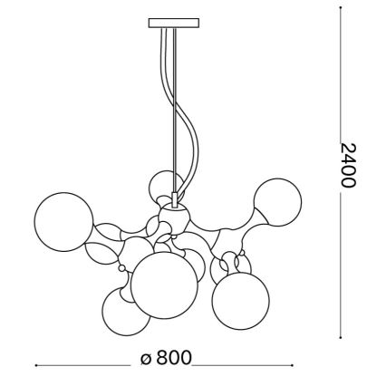 Ideal Lux - Kábelcsillár NODI 9xE14/28W/230V átm. 80 cm fényes króm/fehér
