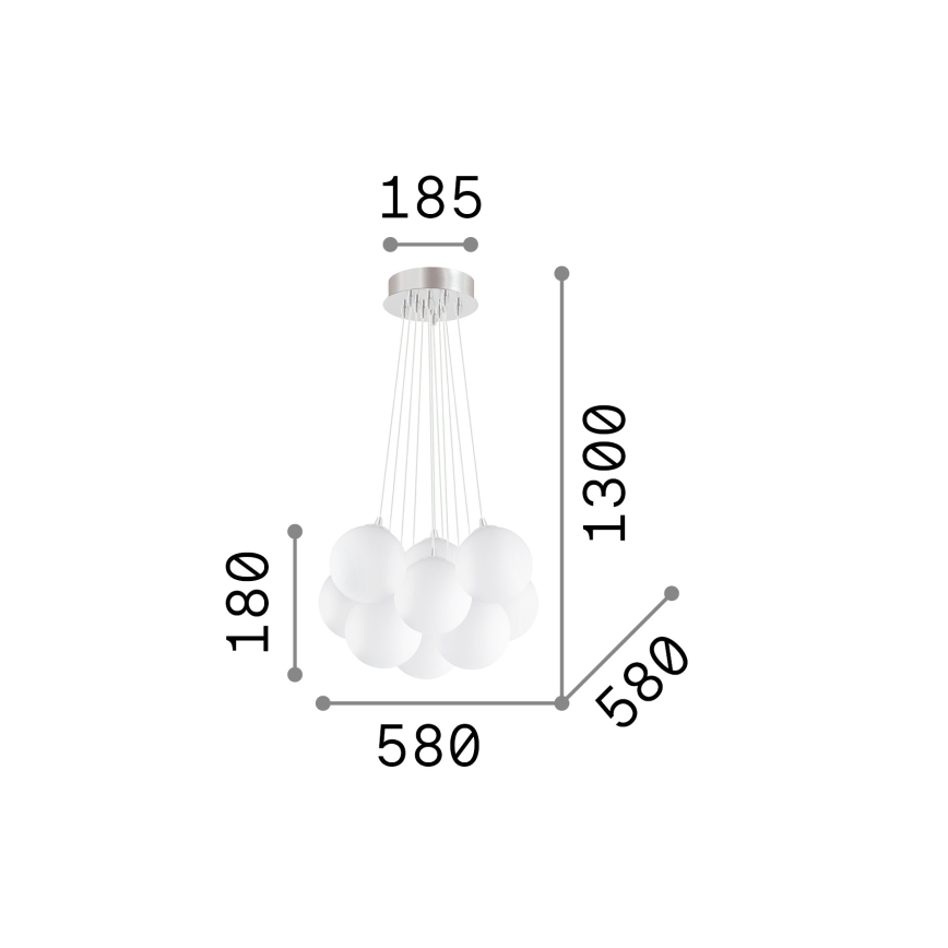 Ideal Lux - Kábeles csillár MAPA 11xE14/40W/230V Ø 58 cm fehér