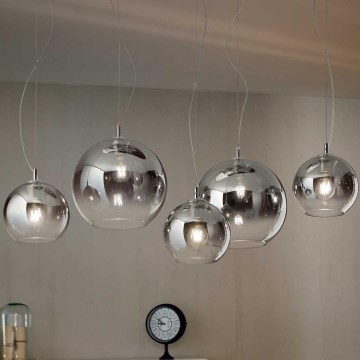 Ideal Lux - Kábeles csillár NEMO PLUS 5xE27/42W/230V fényes króm/füstszürke