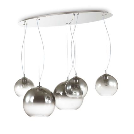 Ideal Lux - Kábeles csillár NEMO PLUS 5xE27/42W/230V fényes króm/füstszürke