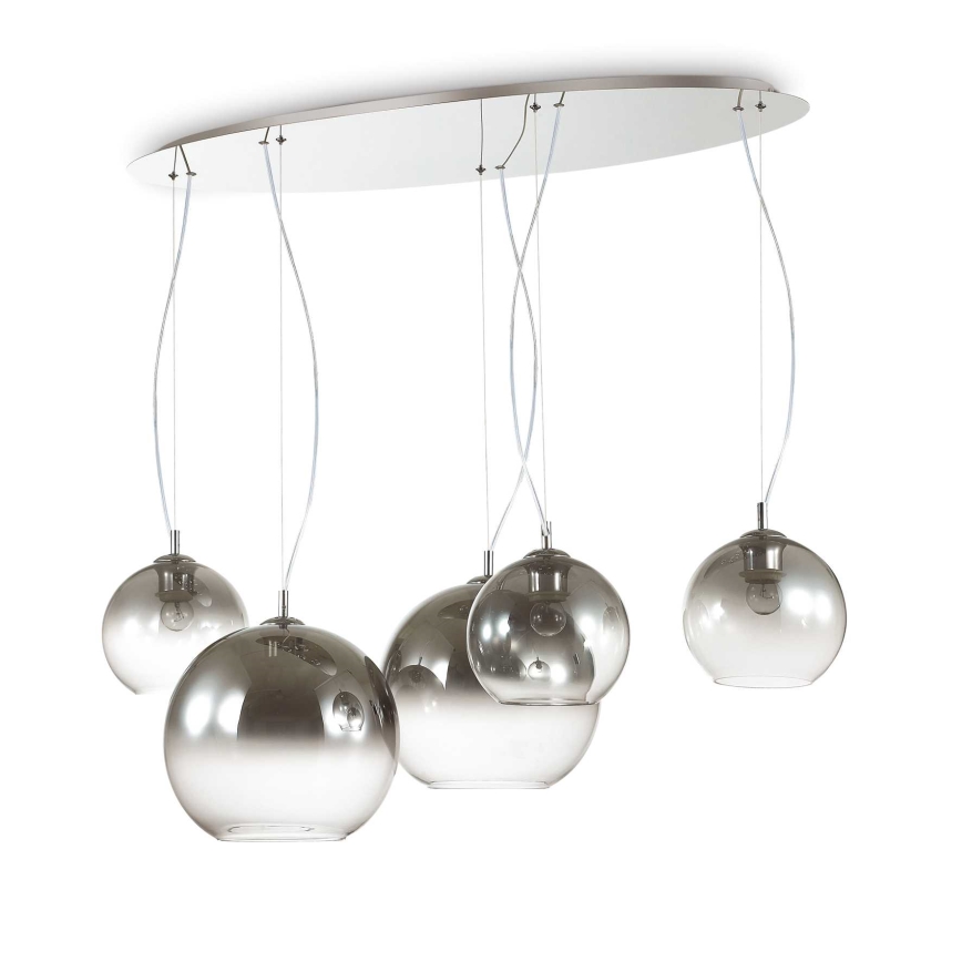 Ideal Lux - Kábeles csillár NEMO PLUS 5xE27/42W/230V fényes króm/füstszürke