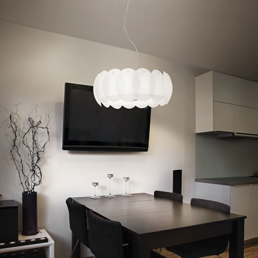 Ideal Lux - Kábeles csillár OVALINO 8xE27/60W/230V átm. 55 cm fehér