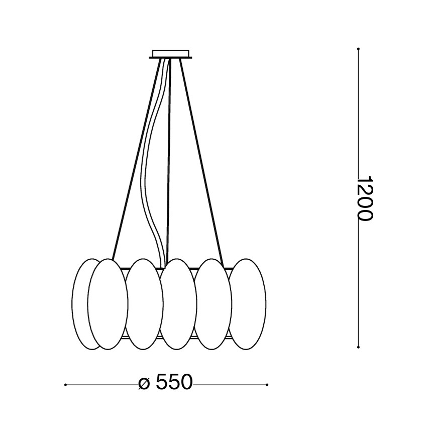 Ideal Lux - Kábeles csillár OVALINO 8xE27/60W/230V átm. 55 cm fehér