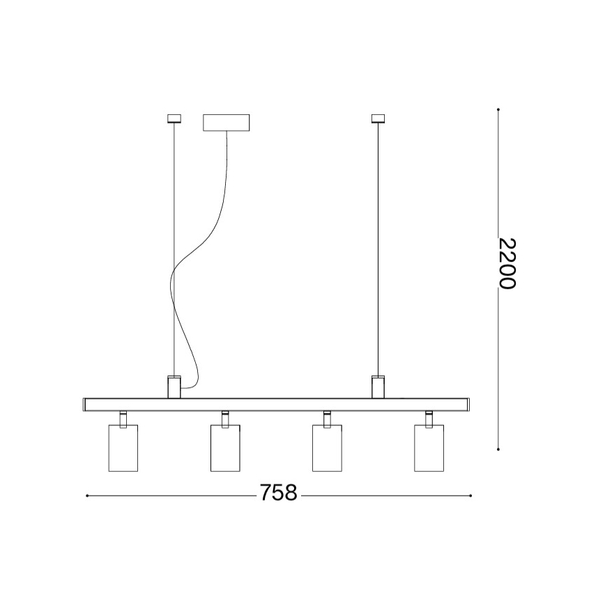 Ideal Lux - kábeles LED függeszték DYNAMITE 4xGU10/7W/230V CRI 90 fekete