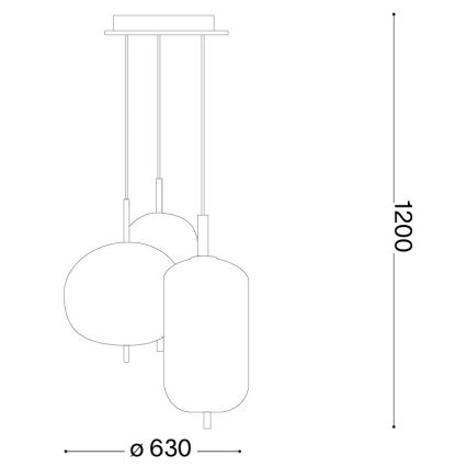 Ideal Lux - kábelre függesztett csillár UMILE LED/55W/230V, Ø 63 cm, CRI 90, sárgaréz/fehér
