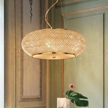 Ideal Lux - kábelre függesztett LED kristály csillár PASHA 14xE14/40W/230V átm. 65 cm arany