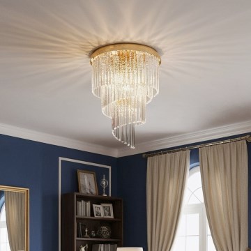 Ideal Lux - Kristály csillár CARLTON 12xE14/40W/230V átm. 50 cm arany