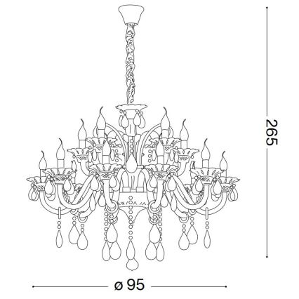 Ideal Lux - Kristály csillár láncon COLOSSAL 15xE14/40W/230V átm. 95 cm krémes/fényezett króm