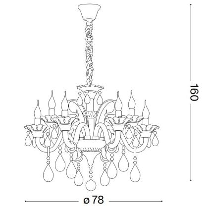 Ideal Lux - Kristály csillár láncon COLOSSAL 8xE14/40W/230V átm. 78 cm fényezett króm