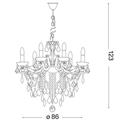 Ideal Lux - Kristály csillár láncon FLORIAN 18xE14/40W/230V átm. 86 cm átlátszó