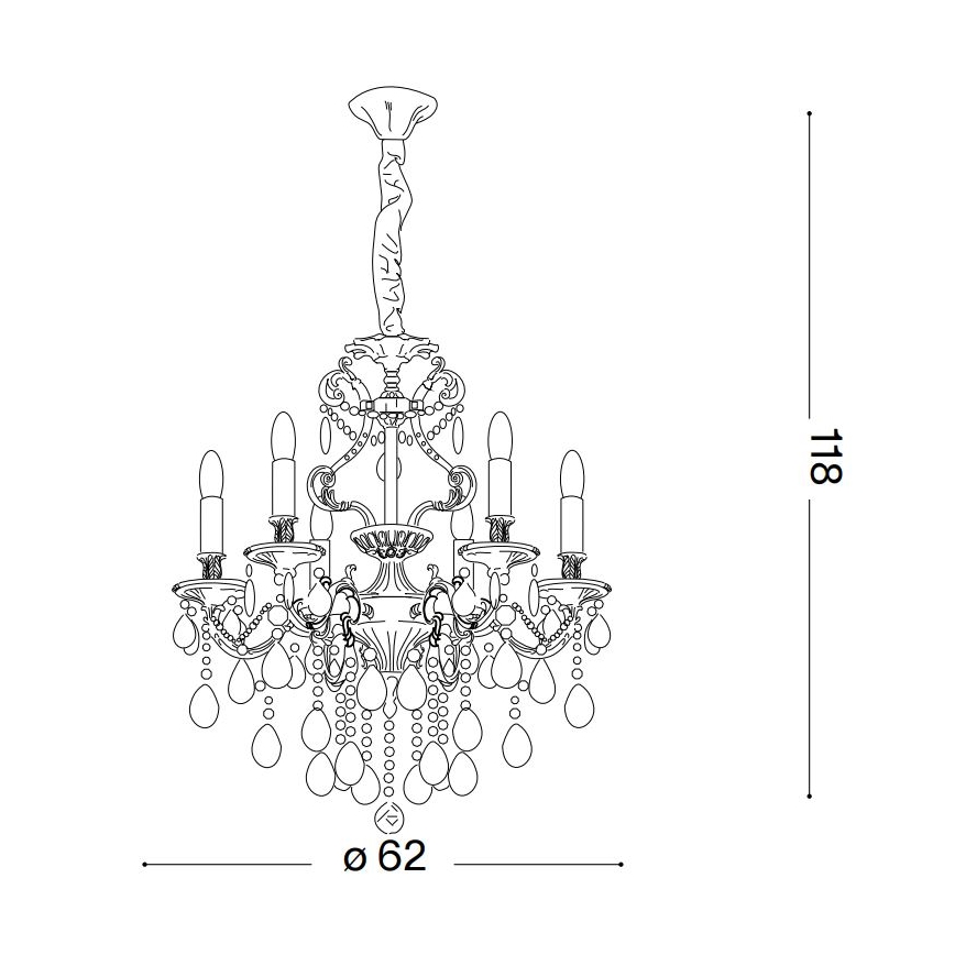 Ideal Lux - Kristály csillár láncon GIOCONDA 6xE14/40W/230V átm. 62 cm arany
