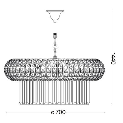 Ideal Lux - Kristály csillár láncon NABUCCO 16xE14/40W/230V átm. 70 cm arany