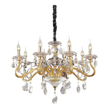 Ideal Lux - Kristály csillár láncon NEGRESCO 8xE14/28W/230V átm. 73,5 cm arany