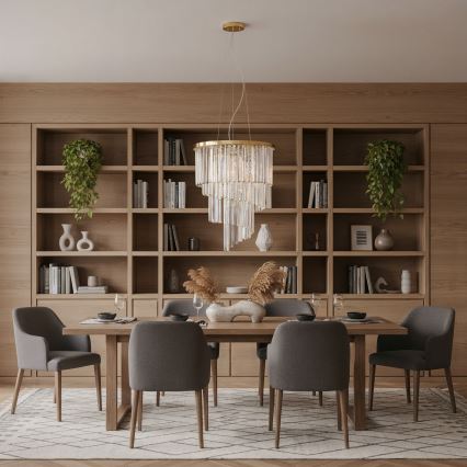 Ideal Lux - Kristály csillár zsinóron CARLTON 12xE14/40W/230V átm. 50 cm arany