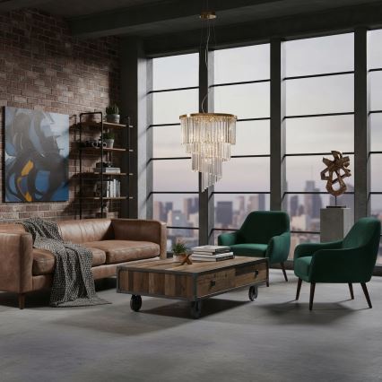 Ideal Lux - Kristály csillár zsinóron CARLTON 12xE14/40W/230V átm. 50 cm arany