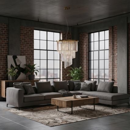 Ideal Lux - Kristály csillár zsinóron CARLTON 12xE14/40W/230V átm. 50 cm arany