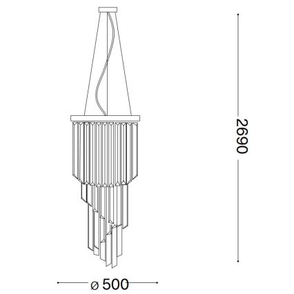 Ideal Lux - Kristály csillár zsinóron CARLTON 12xE14/40W/230V átm. 50 cm arany