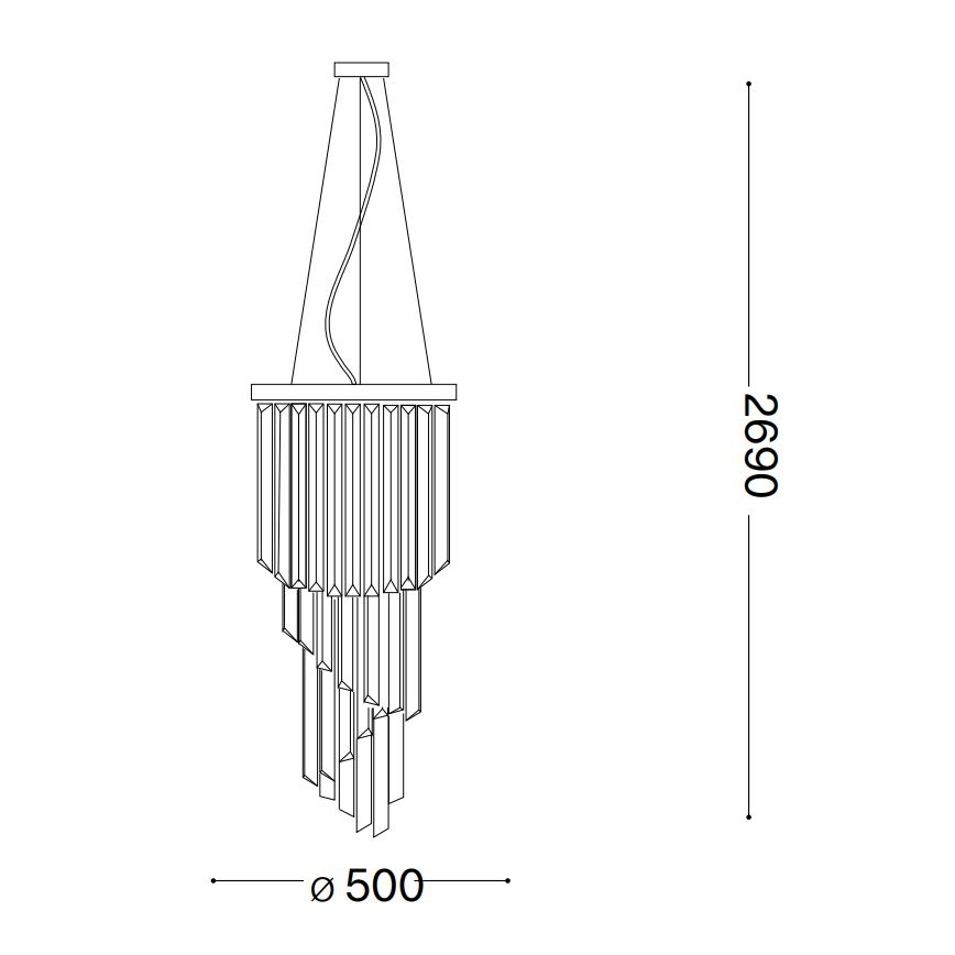 Ideal Lux - Kristály csillár zsinóron CARLTON 12xE14/40W/230V átm. 50 cm arany