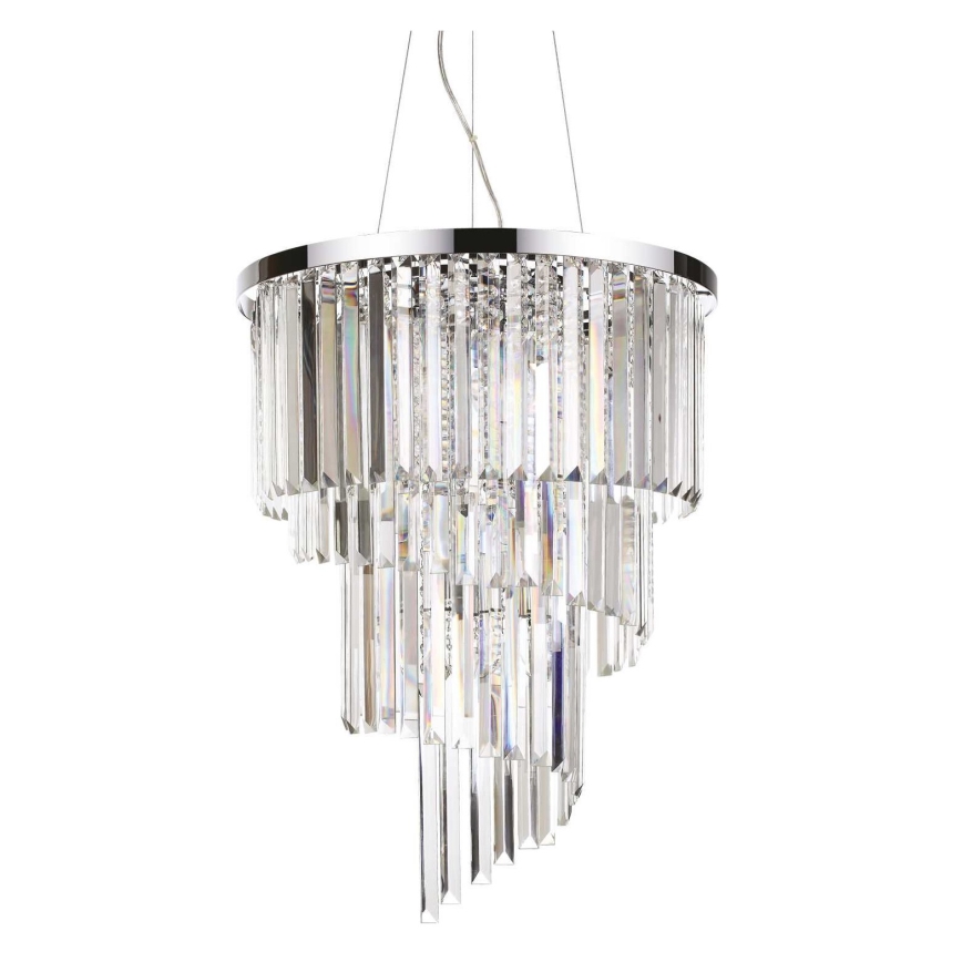 Ideal Lux - Kristály csillár zsinóron CARLTON 12xE14/40W/230V átm. 50 cm fényezett króm