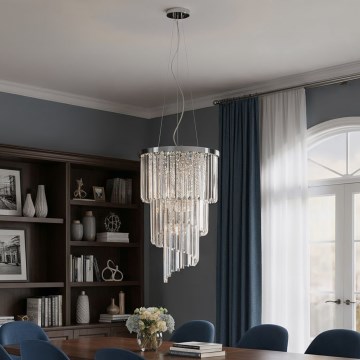 Ideal Lux - Kristály csillár zsinóron CARLTON 8xE14/40W/230V átm. 40 cm fényezett króm