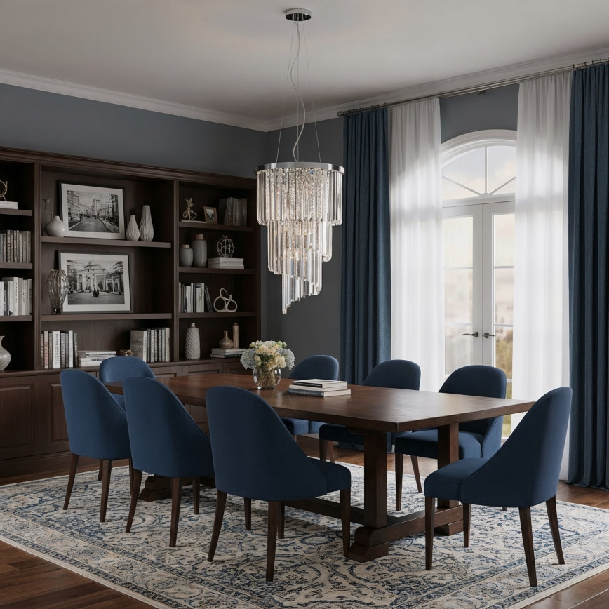 Ideal Lux - Kristály csillár zsinóron CARLTON 8xE14/40W/230V átm. 40 cm fényezett króm