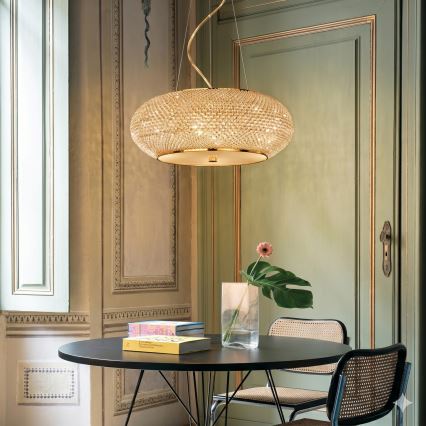 Ideal Lux - Kristály csillár zsinóron PASHA 14xE14/40W/230V átm. 65 cm arany