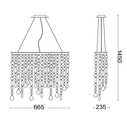 Ideal Lux - Kristály csillár zsinóron RAIN 5xE14/40W/230V átlátszó