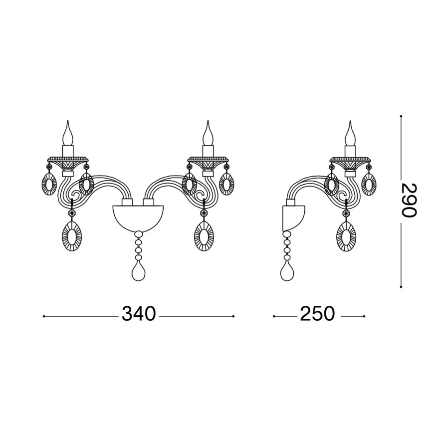Ideal Lux - Kristály fali lámpa NEGRESCO 2xE14/28W/230V arany