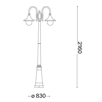 Ideal Lux - Kültéri lámpa CIMA 2xE27/52W/230V 216 cm IP43 antracit