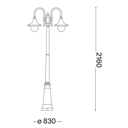 Ideal Lux - Kültéri lámpa CIMA 2xE27/52W/230V 216 cm IP43 patinás